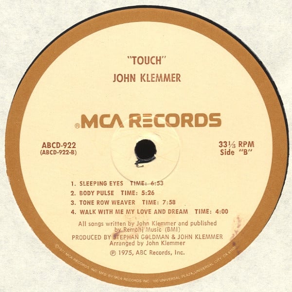 John Klemmer : Touch (LP, Album, RP)