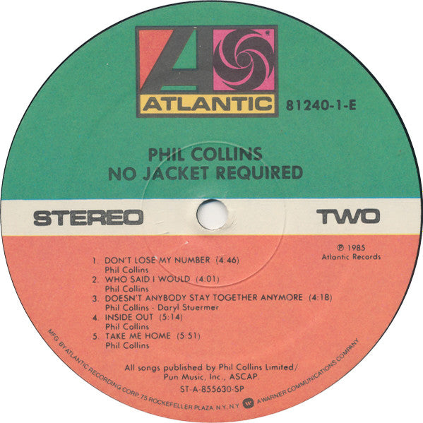 Phil Collins : No Jacket Required (LP, Album, SP )