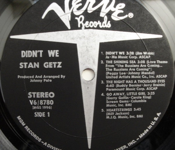 Stan Getz : Didn't We (LP, Album)
