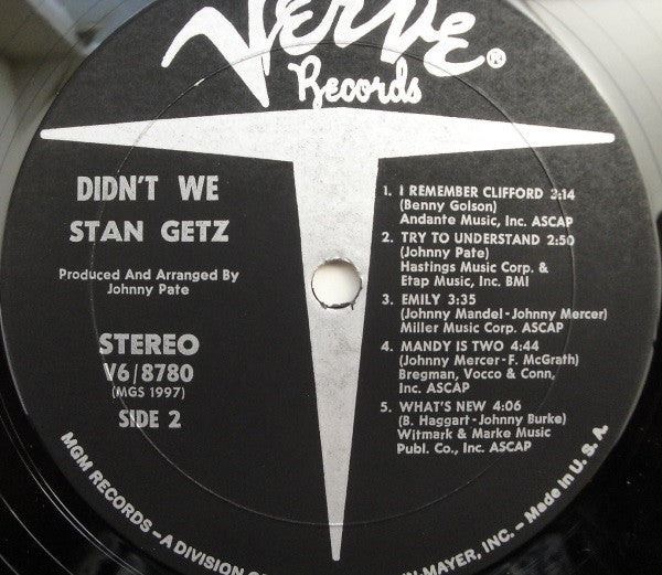 Stan Getz : Didn't We (LP, Album)