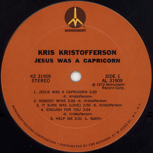 Kris Kristofferson : Jesus Was A Capricorn (LP, Album, Gat)