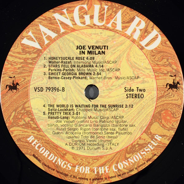 Joe Venuti With Lino Patruno : Joe Venuti In Milan With Lino Patruno & His Friends (LP, Album, RE)