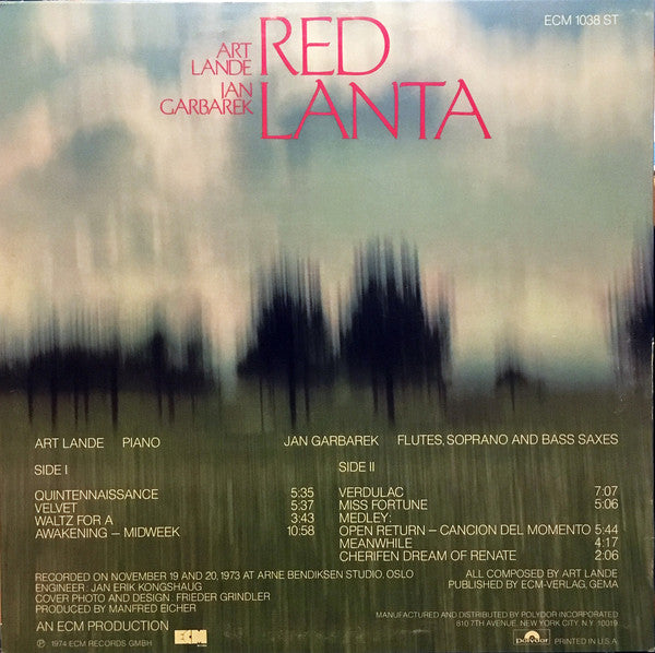 Art Lande / Jan Garbarek : Red Lanta (LP, Album, Pit)