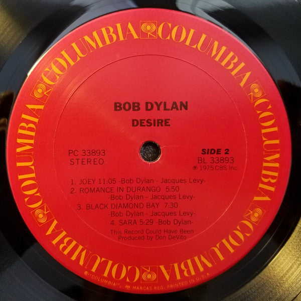 Bob Dylan : Desire (LP, Album, RE)