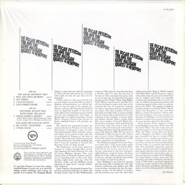 The Oscar Peterson Trio And Gerry Mulligan Quartet : The Oscar Peterson Trio And The Gerry Mulligan Quartet At Newport (LP)