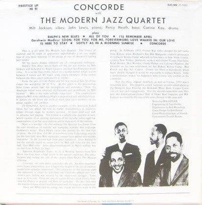 The Modern Jazz Quartet : Concorde (LP, Album, Mono, RE)