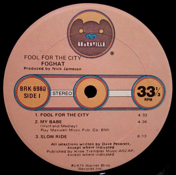 Foghat : Fool For The City (LP, Album, RE, Gol)