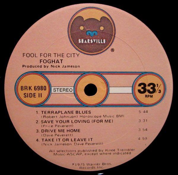 Foghat : Fool For The City (LP, Album, RE, Gol)