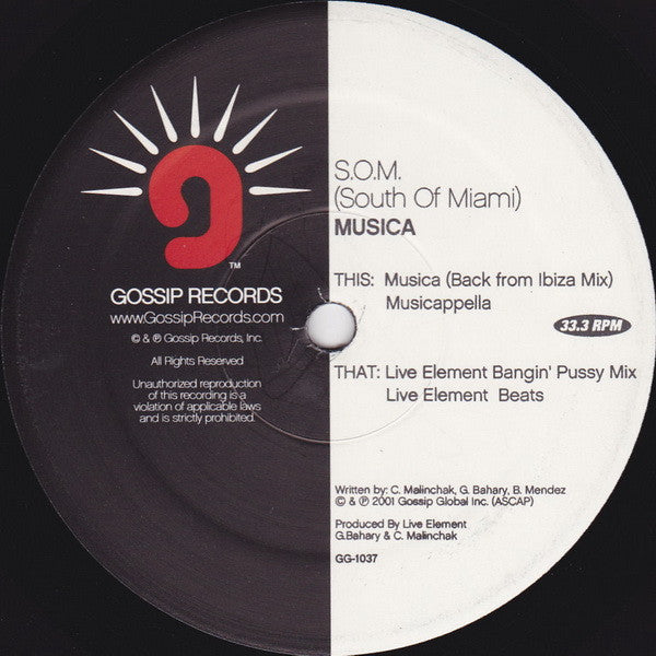 South Of Miami : Musica (12")