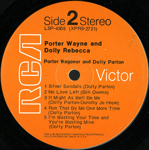 Porter Wagoner And Dolly Parton : Porter Wayne And Dolly Rebecca (LP, Album, Ind)