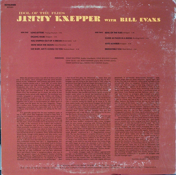 Jimmy Knepper With Bill Evans : Idol Of The Flies (LP, Album, RE, Ter)
