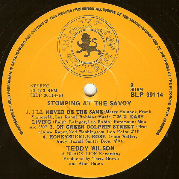 Teddy Wilson : Stomping At The Savoy (LP, Album)