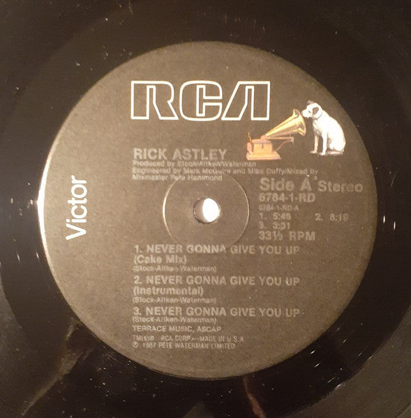 Rick Astley : Never Gonna Give You Up (12", Maxi)