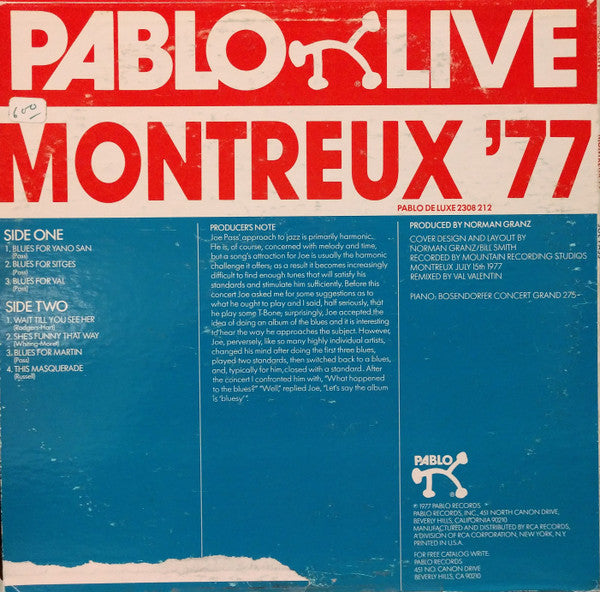 Joe Pass : Montreux '77 (LP, Album, Ind)
