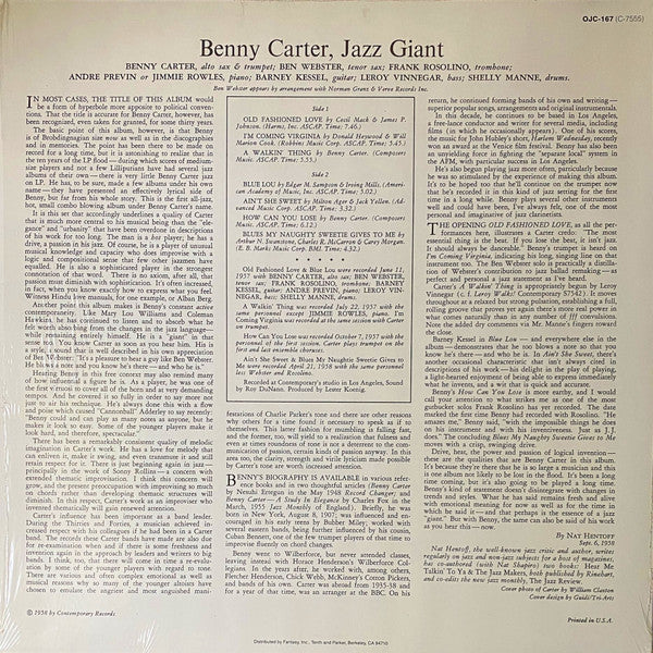 Benny Carter : Jazz Giant (LP, Album, RE)