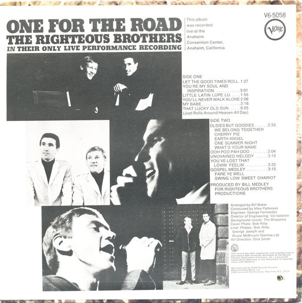 The Righteous Brothers : One For The Road (LP, Album, MGM)
