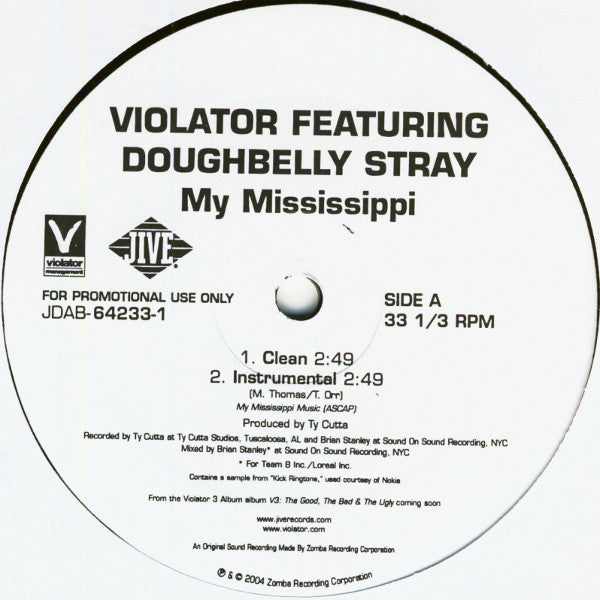 Violator (3) Featuring Doughbelly Stray : My Mississippi (12", Promo)
