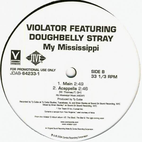 Violator (3) Featuring Doughbelly Stray : My Mississippi (12", Promo)