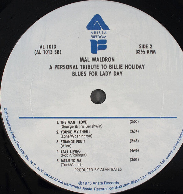 Mal Waldron : Blues For Lady Day (LP, Album, RE, Ter)