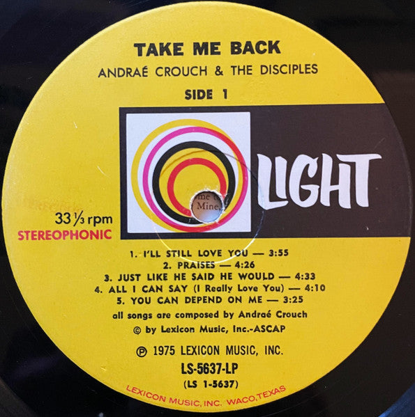 Andraé Crouch And The Disciples* : Take Me Back (LP, Album, Gat)