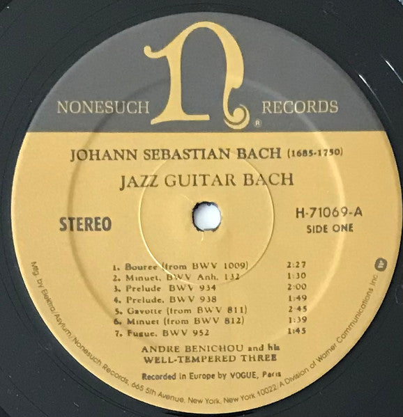 Andre Benichou And His Well Tempered Three* : Jazz Guitar Bach (LP, RP)
