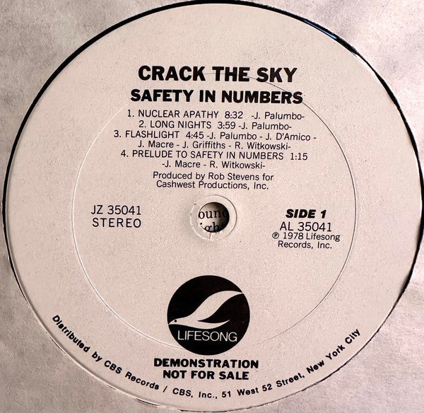 Crack The Sky : Safety In Numbers (LP, Album, Promo, Pit)