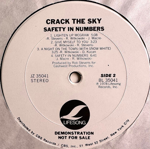 Crack The Sky : Safety In Numbers (LP, Album, Promo, Pit)