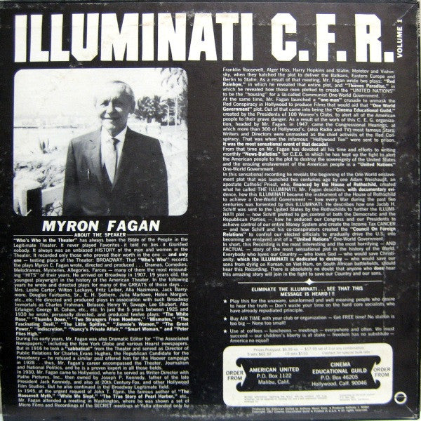 Myron Fagan* : Illuminati - C.F.R. (The Council On Foreign Relations) (3xLP)