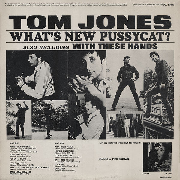 Tom Jones : What's New Pussycat? (LP, Album, Mono)