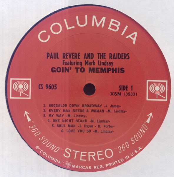 Paul Revere & The Raiders Featuring Mark Lindsay : Goin' To Memphis (LP, Album, San)
