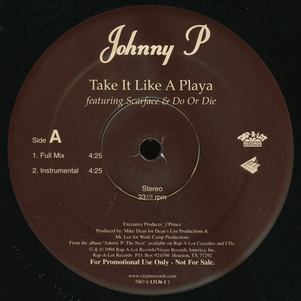 Johnny P* : Take It Like A Playa (12", Promo)