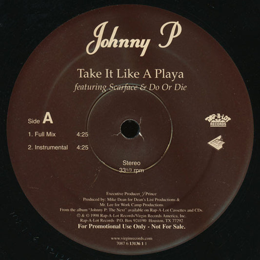Johnny P* : Take It Like A Playa (12", Promo)