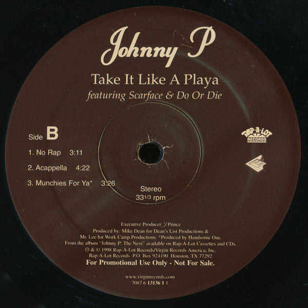 Johnny P* : Take It Like A Playa (12", Promo)