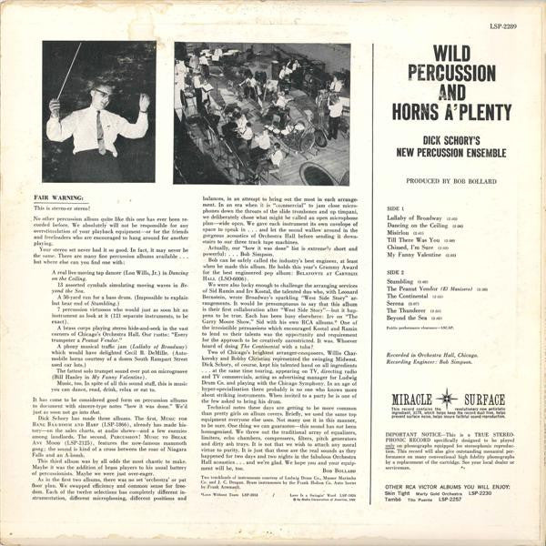 Dick Schory's New Percussion Ensemble* : Wild Percussion And Horns A'Plenty (LP, Album)