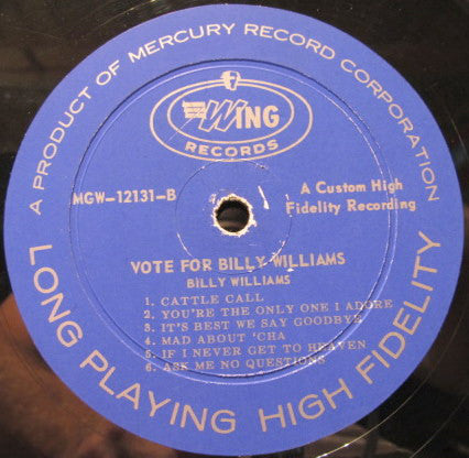 Billy Williams (5) : Vote For Billy Williams (LP, Album, Mono)