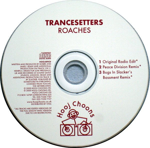 Trancesetters : Roaches (CD, Single)