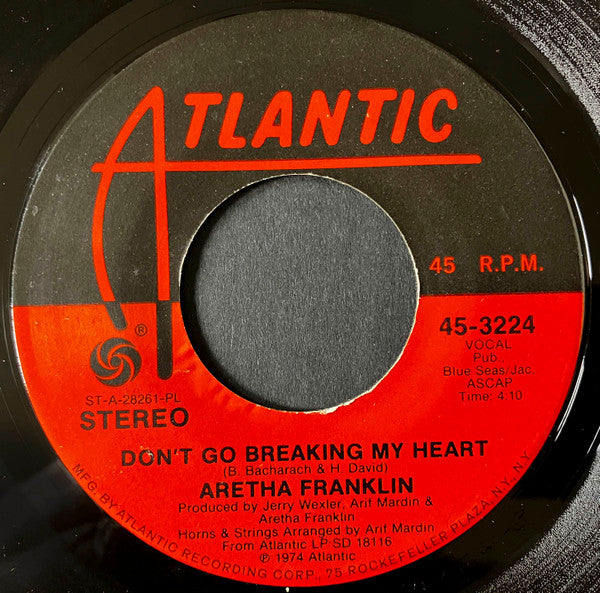 Aretha Franklin : Without Love / Don't Go Breaking My Heart (7", Pla)