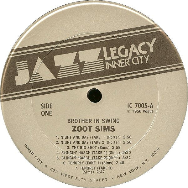 Zoot Sims : Brother In Swing (LP, Album)