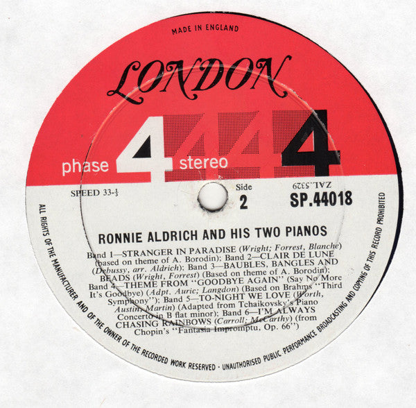 Ronnie Aldrich And His Two Pianos* : Ronnie Aldrich And His Two Pianos (LP, Album)