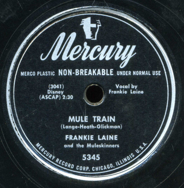 Frankie Laine : Mule Train / Carry Me Back To Old Virginney (10")