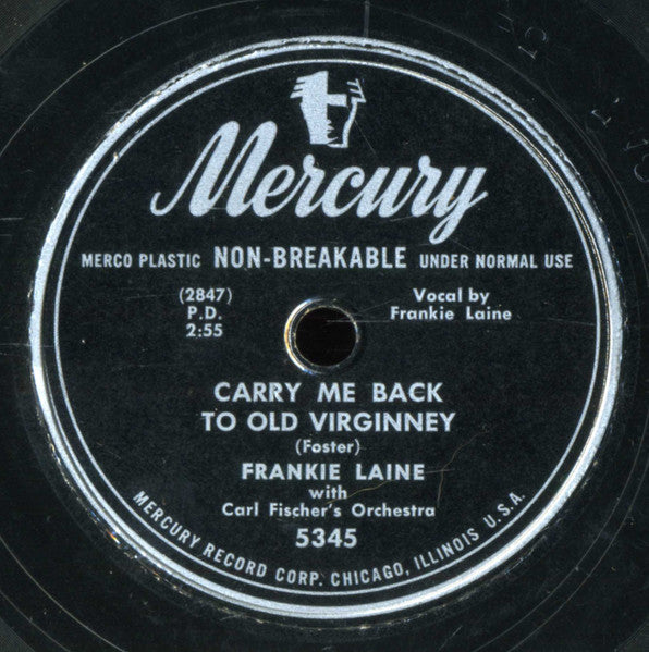 Frankie Laine : Mule Train / Carry Me Back To Old Virginney (10")