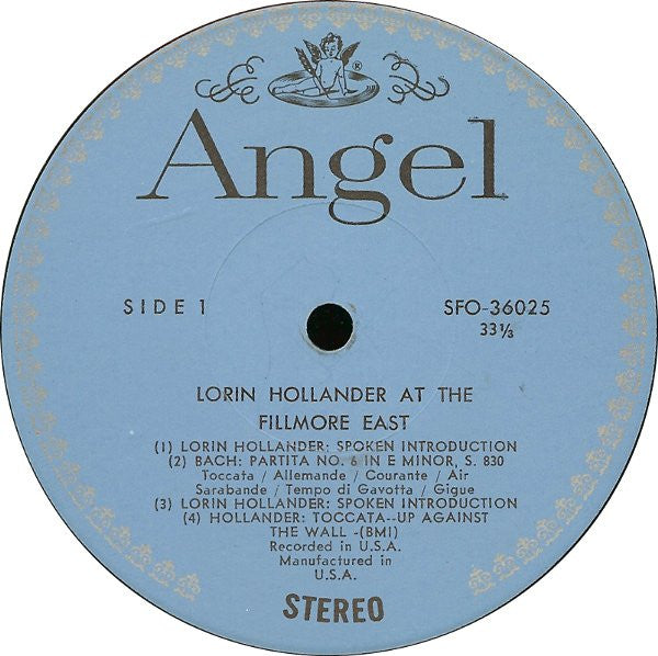 Lorin Hollander : Lorin Hollander At The Fillmore East (LP)