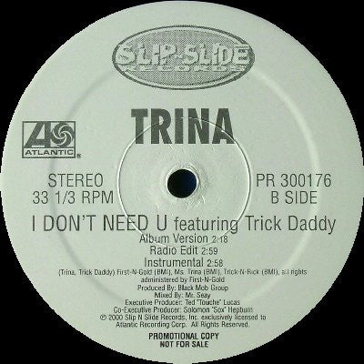 Trina : Pull Over / I Don't Need U (12", Promo)