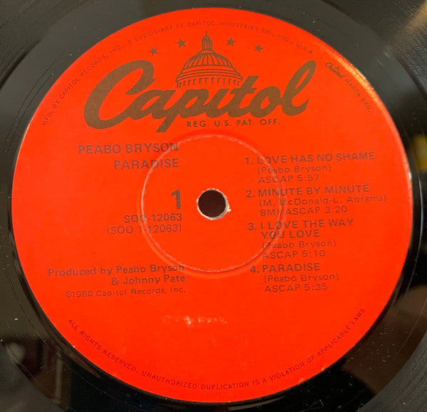 Peabo Bryson : Paradise (LP, Album, Win)