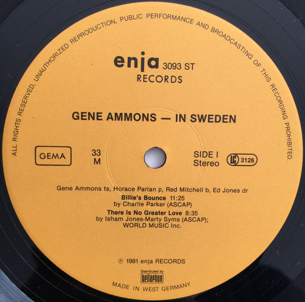 Gene Ammons : In Sweden (LP, Album)