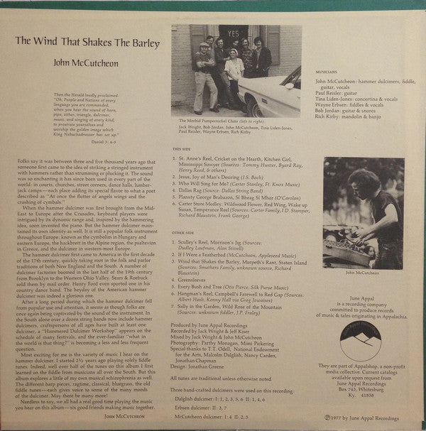 John McCutcheon : The Wind That Shakes The Barley: Hammer Dulcimer Music (LP, Album)