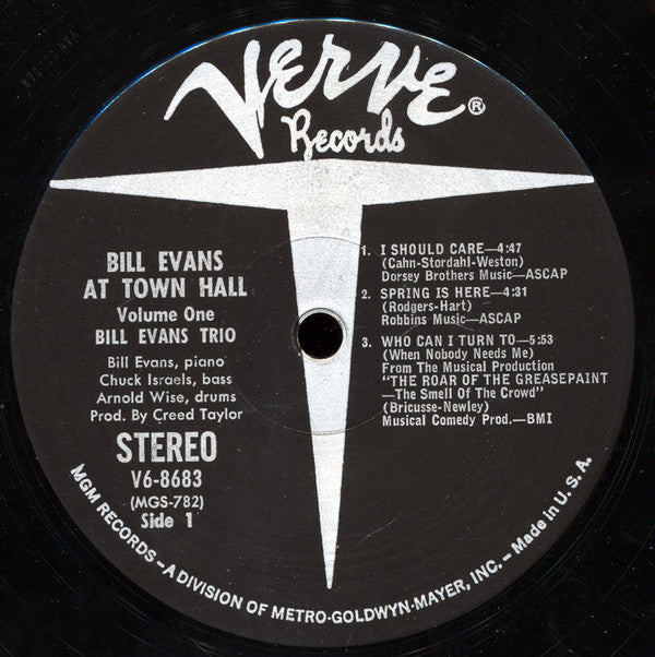 Bill Evans Trio* : Bill Evans At Town Hall (Volume One) (LP, Album, Gat)