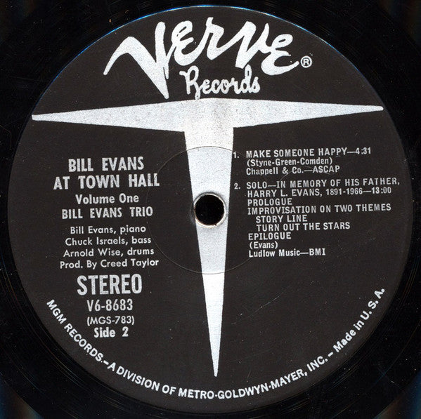 Bill Evans Trio* : Bill Evans At Town Hall (Volume One) (LP, Album, Gat)