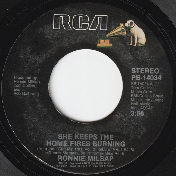 Ronnie Milsap : She Keeps The Home Fires Burning / Is It Over (7", Styrene)