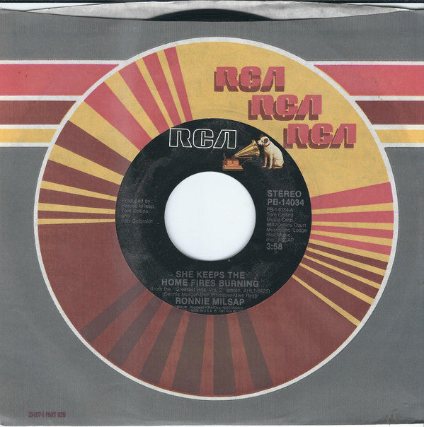 Ronnie Milsap : She Keeps The Home Fires Burning / Is It Over (7", Styrene)